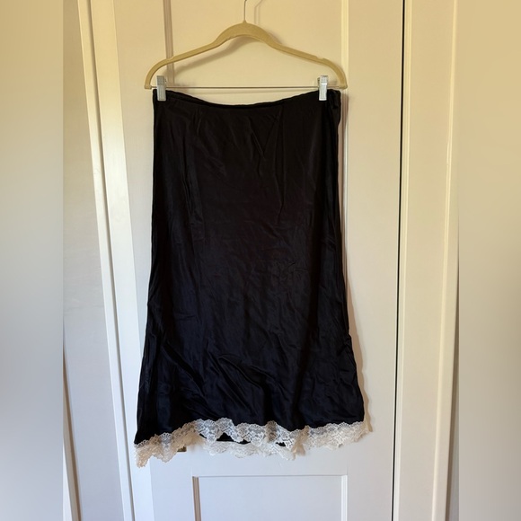 Black Satin + Lace Tilda Skirt by Anthropologie - Picture 2 of 5